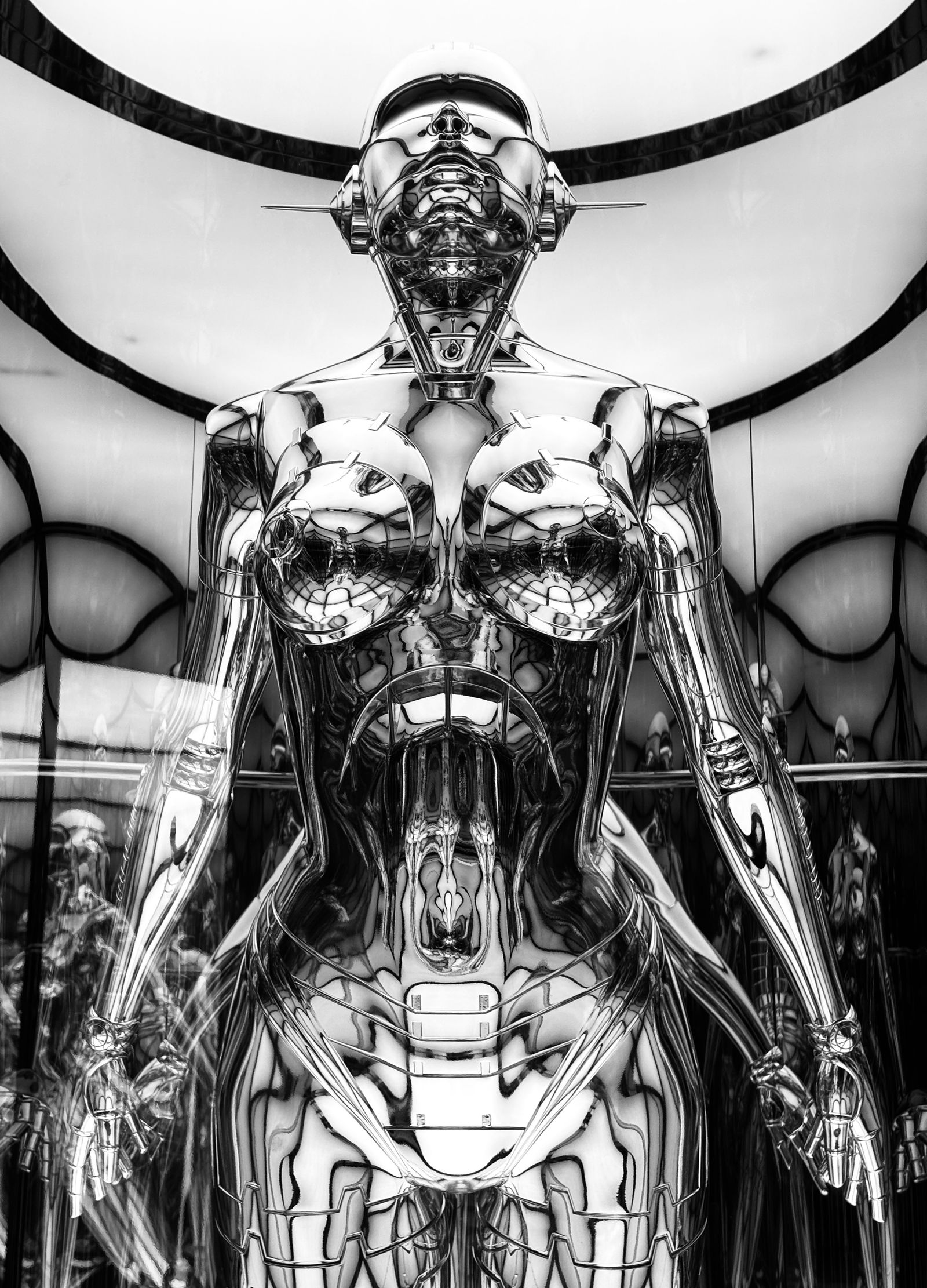Futuristic chrome AI robot representing automated trading technology